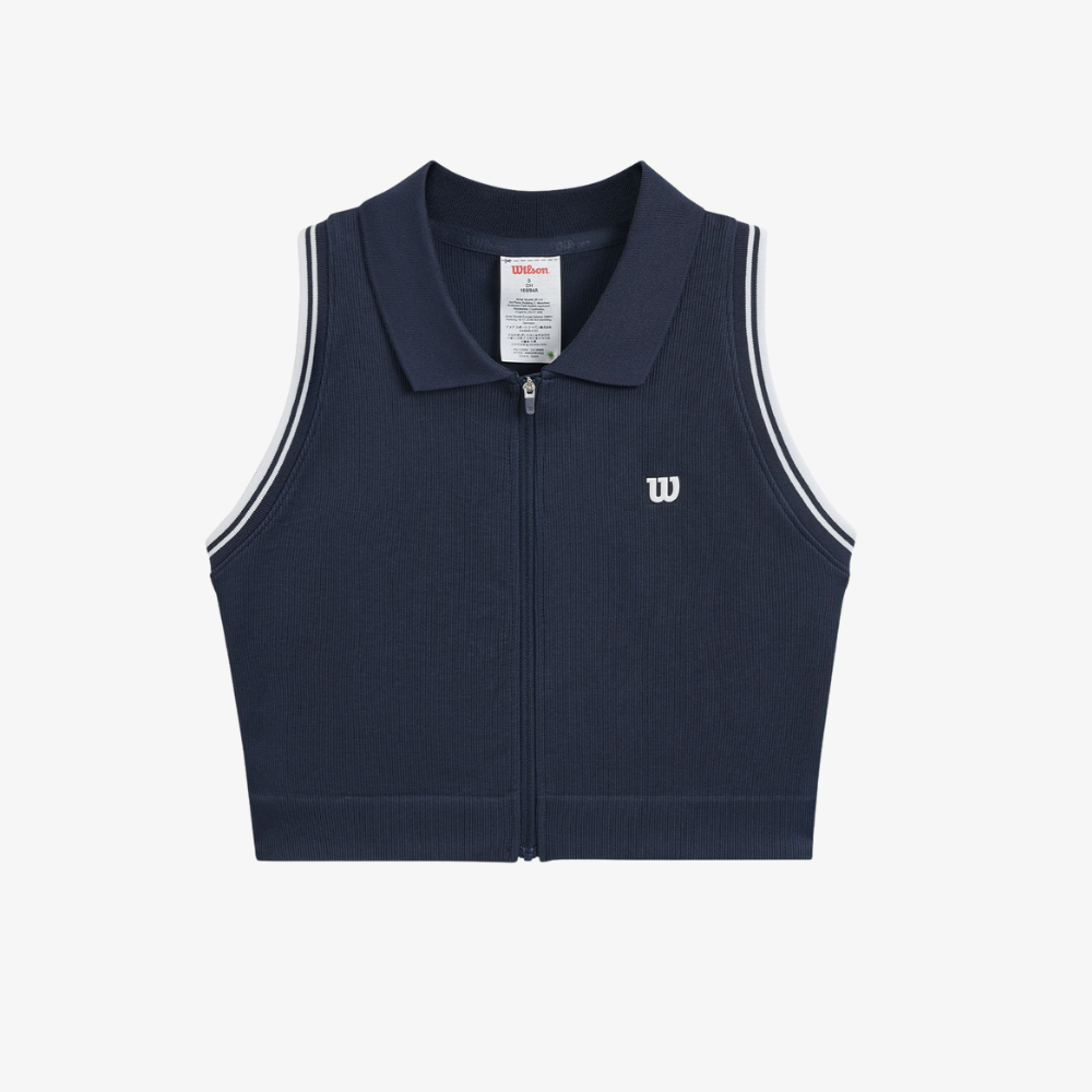 Áo Nữ Thể Thao Wilson Seamless Full-zip Tank Airy Classic Navy - Ảnh 3