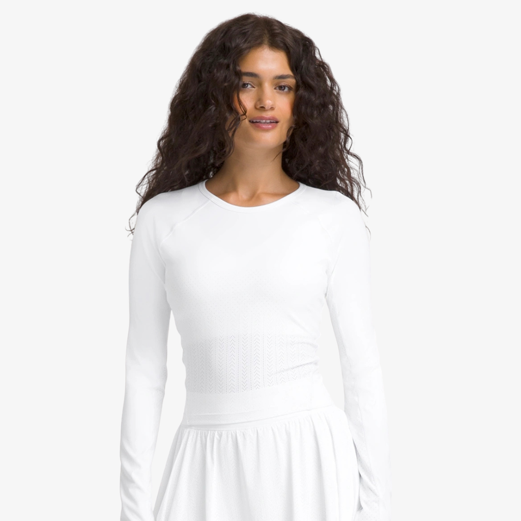 Áo Dài Tay Thể Thao Nữ Wilson Women Laser Lace Long Sleeve Bright White