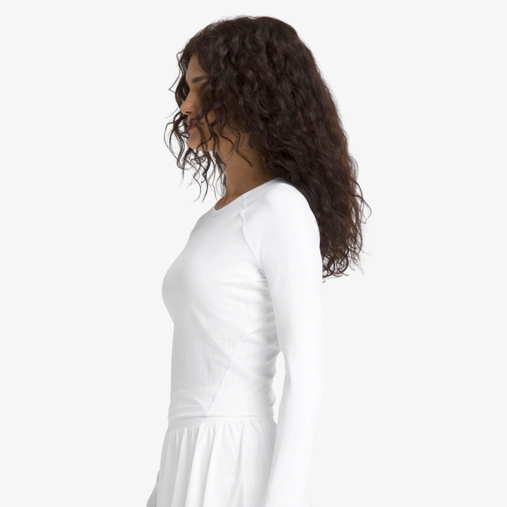 Áo Dài Tay Thể Thao Nữ Wilson Women Laser Lace Long Sleeve Bright White - Ảnh 3
