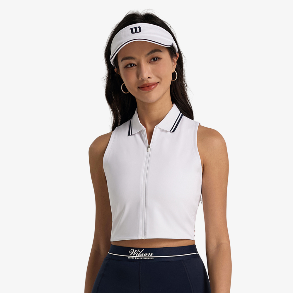 Wilson Riverside Cropped Sleeveless Polo Áo Polo Không Tay Nữ White