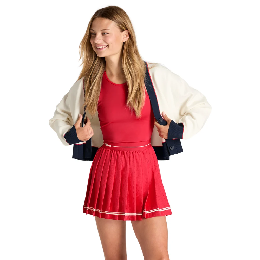 Váy Thể Thao Nữ Wilson Laser Cut Pleat Dress Varsity Red - Ảnh 2