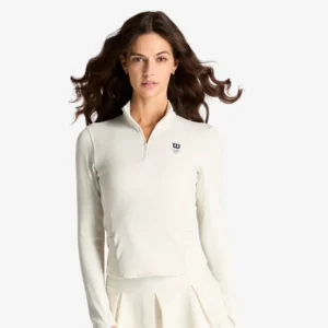 Áo Dài Tay Thể Thao Nữ Wilson Women Court 3 Half-Zip Jacket White