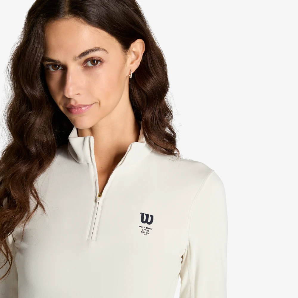 Áo Dài Tay Thể Thao Nữ Wilson Women Court 3 Half-Zip Jacket White - Ảnh 4