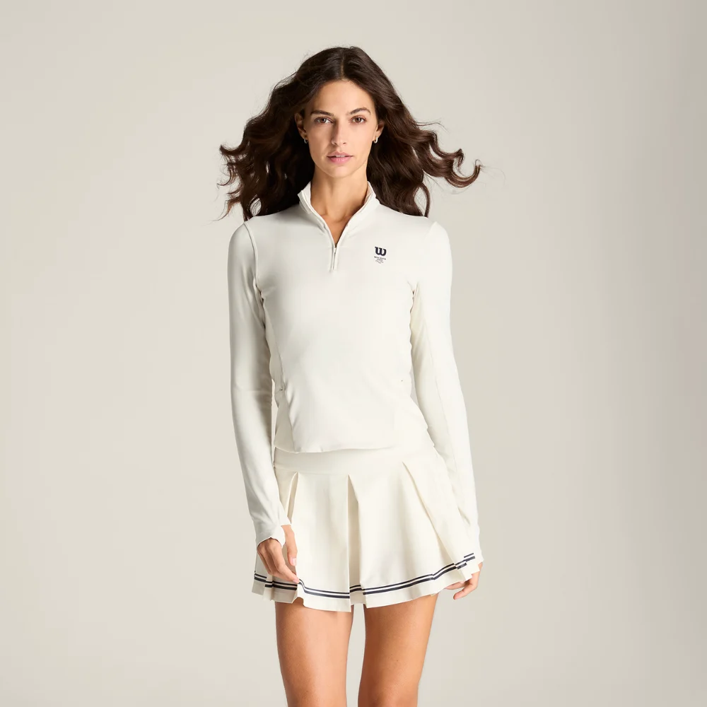 Áo Dài Tay Thể Thao Nữ Wilson Women Court 3 Half-Zip Jacket White - Ảnh 2